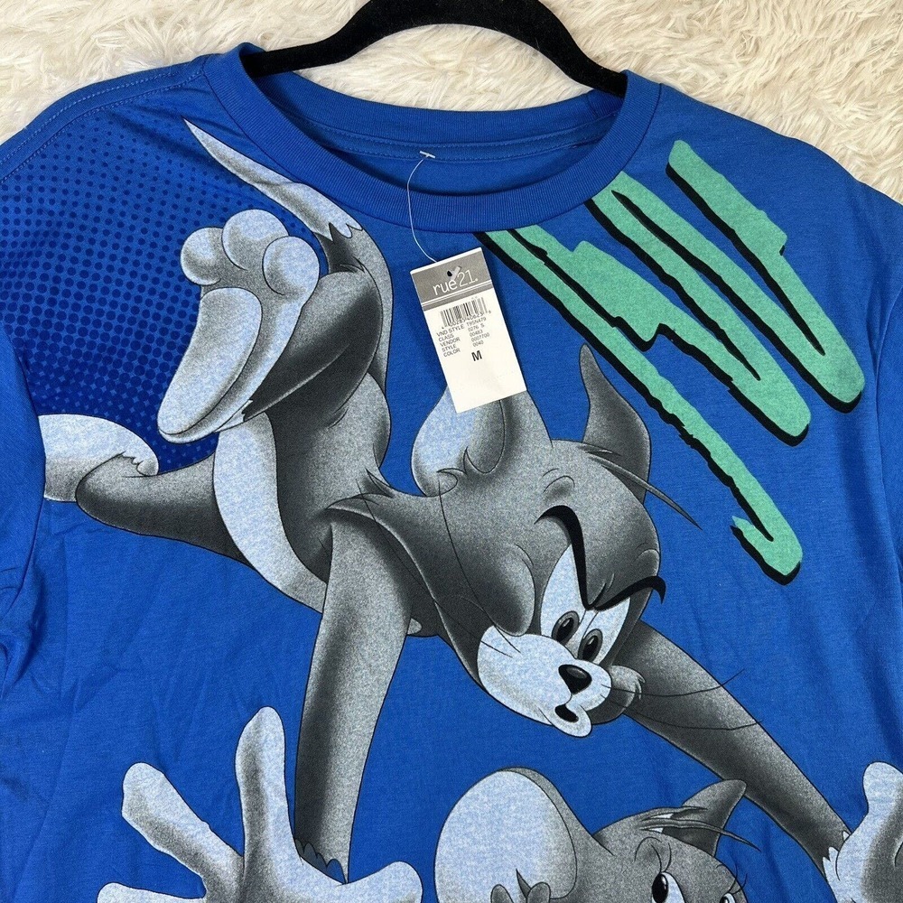 Tom and‎ Jerry Retro Pop Out Graphic Cotton Blue T-Shirt Size M NEW W/Tags RUE21 - Picture 2 of 13